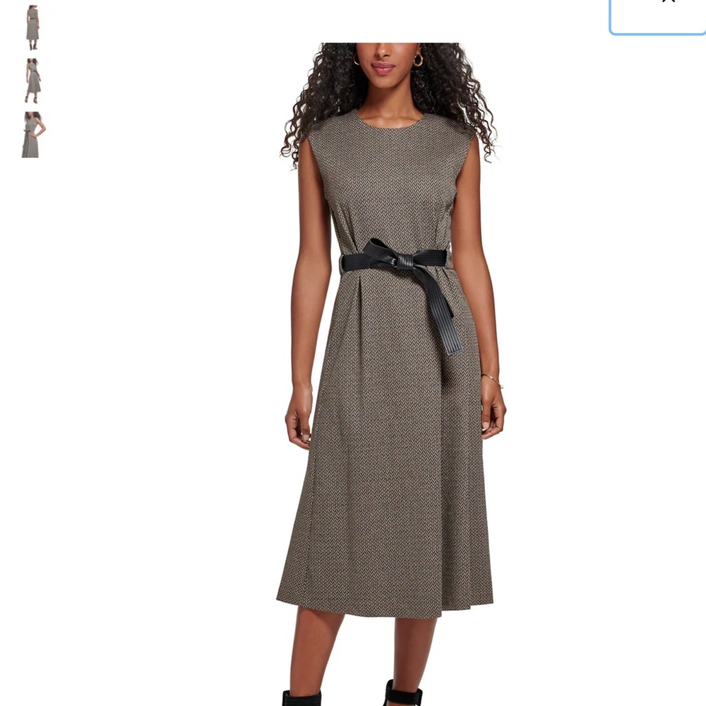 Calvin Klein Black and Gray Midi Dress